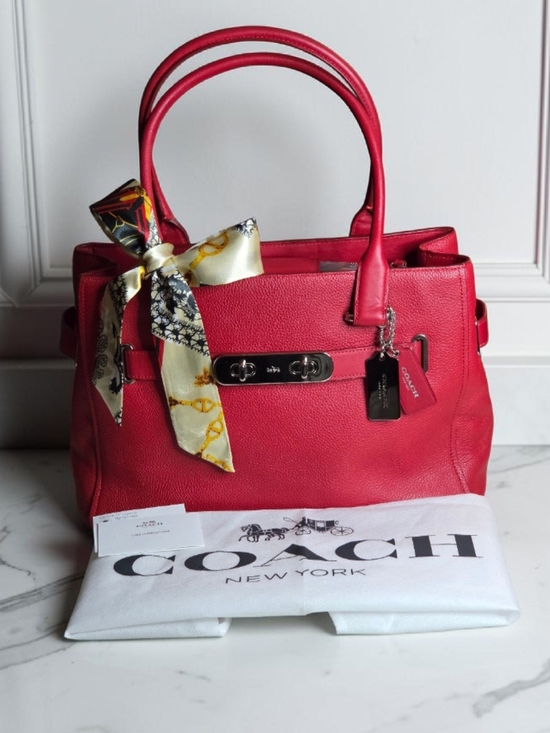 Coach Handbags - Authentic Coach Red Swagger Caryall With Dustbag & Cards